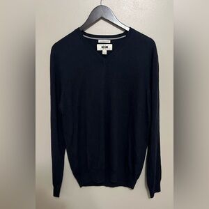 Joseph Abboud Long Sleeve Navy V-Neck Sweater Extra Fine Merino Wool Size Lg